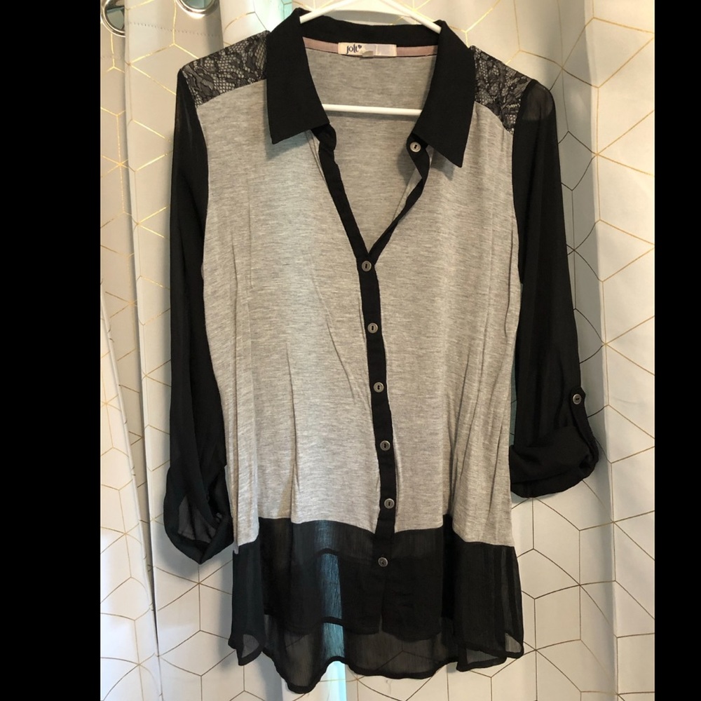 Jolt collared shirt with lace detailing on back.